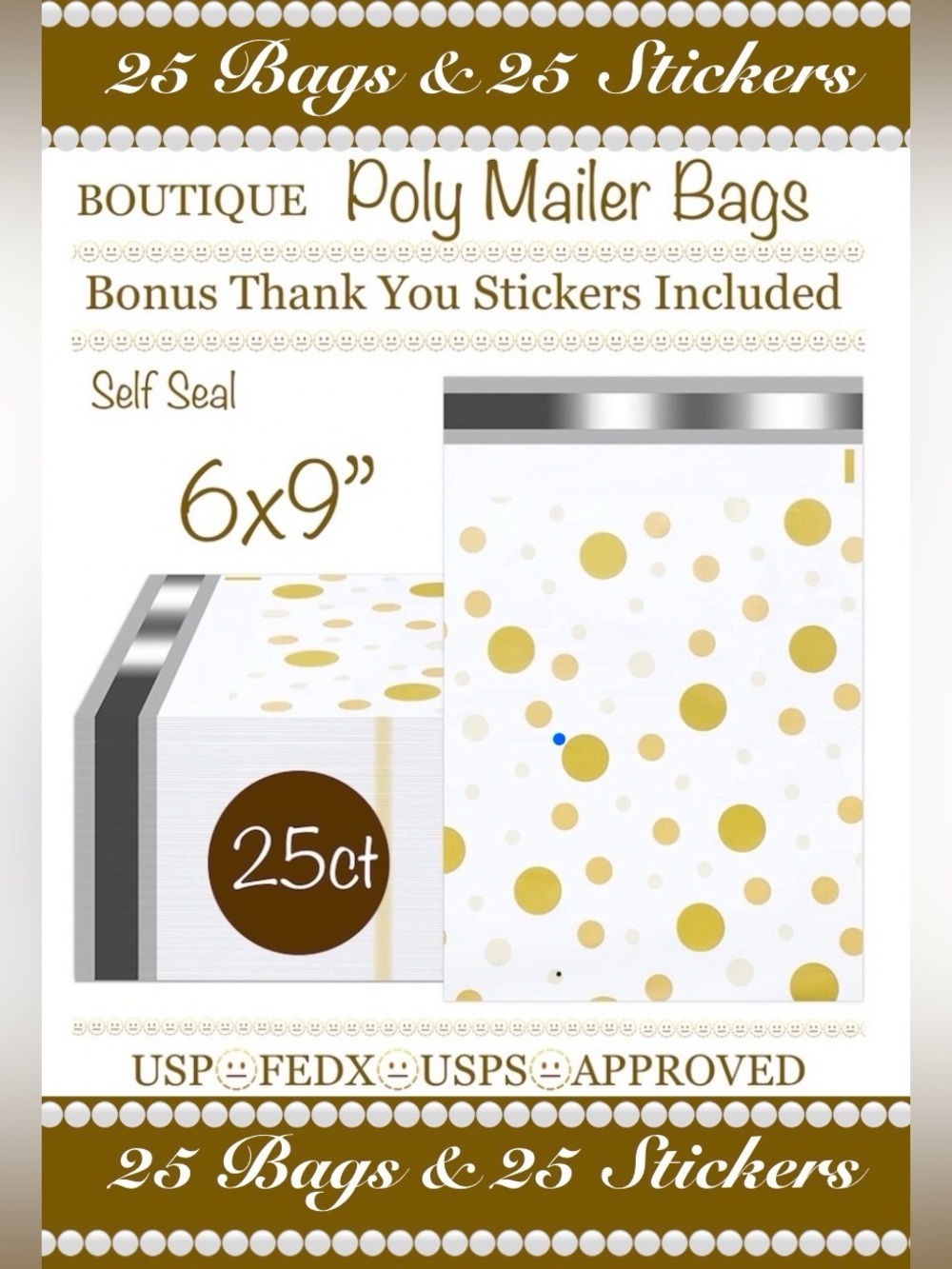 25ct~ 6x9”~Poly Mailer Bags Boutique Design 🫥🆕🫥25ct Free Thank You Stickers